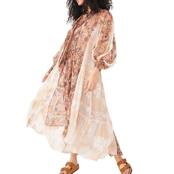 Free People | Dresses | Free People Dare To Dream Paisley Metallics  Embroidered Ethereal Maxi Dress | Poshmark